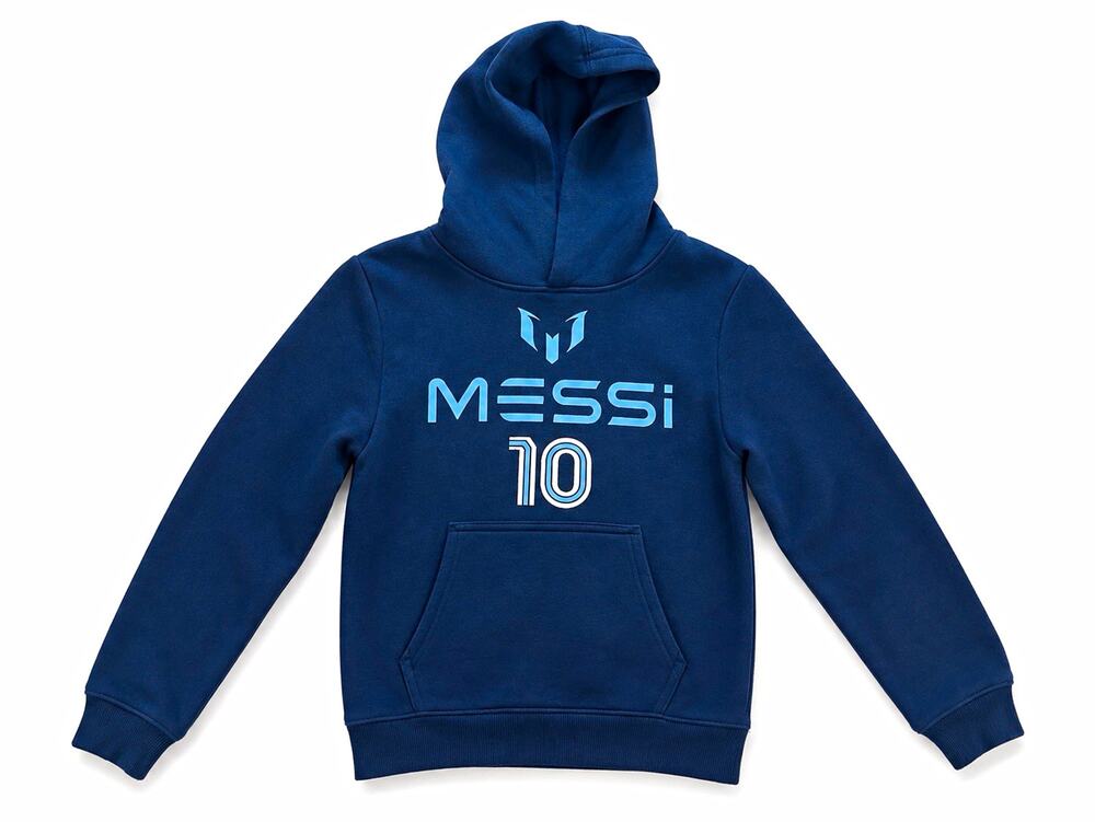 Messi Unisex Kids Blue Pullover Hoodie, Logo, Hooded, Pockets, Size S8